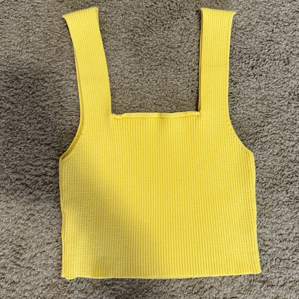 Yellow Ribbed Women's Top